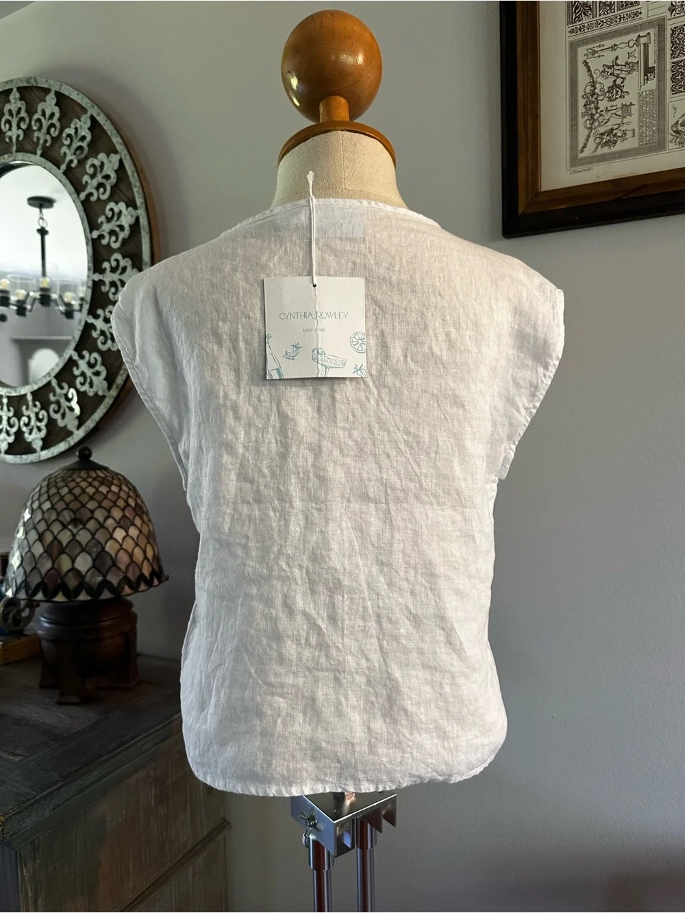 Linen Tie-Front Vest/Top - Picture 2 of 7